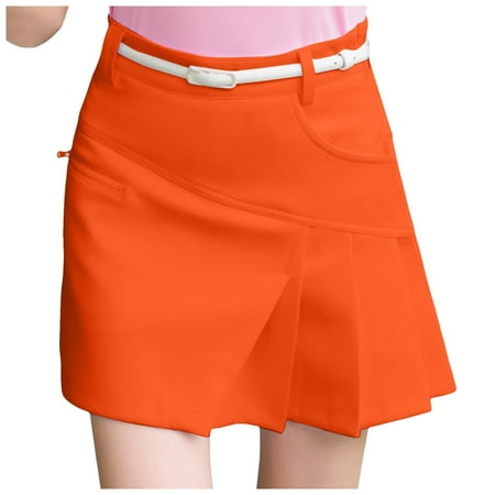 Fsqjgq Pleated Skirt Y2k Skirts for Women Maxi Skirt Falda White Skirt Midi 5 Colors Golf Skirt Dress with Panties Spring Summer Fall A Line High Waisted Pleated Skirt Pocket Skater Skirts XXL