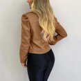 thumbnail image 3 of Cropped Jacket Women Ladies Lapel Motor Jacket Coat Zip Biker Short Punk Cropped Tops, 3 of 9