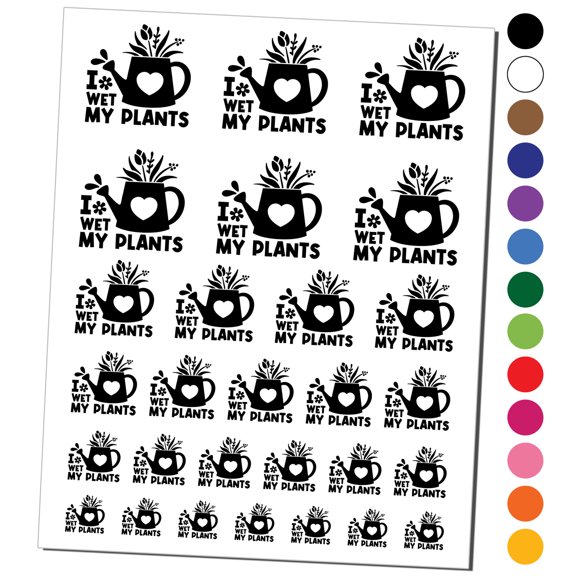 I Wet My Plants Watering Can Gardening Pun Spring Flowers Water Resistant Temporary Tattoo Set Fake Body Art Collection - Purple