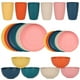 thumbnail image 1 of Nvzi 24pcs Wheat Straw Dinnerware Set,Plates and Bowls Set,Camping Dish Set for 6, Plastic Dinnerware Set,Dishwasher Safe Dinnerware Set,Multicolour B, 1 of 5