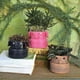 thumbnail image 1 of Jarrón decorativo de resina | Decoración moderna para salón y oficina, recipiente de flores que retiene agua, redondo 9x9x9cm, rosa negro amarillo, acento duradero para el hogar, regalo elegante, 1 of 9