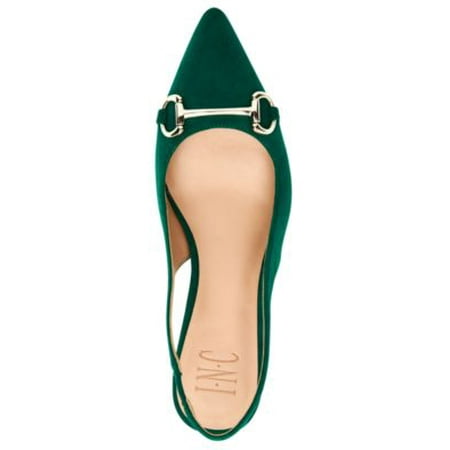 Image of INC Womens Green Horsebit Hardware Cushioned Comfort Carynn Pointed Toe Kitten Heel Slip On Leather Slingback 5.5 M
