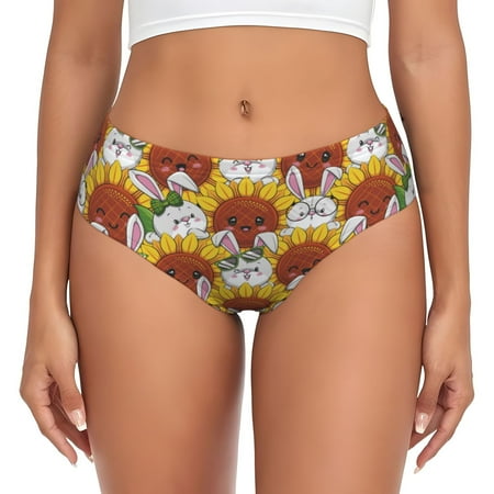 Naloa Cartoon Sunflowers Women s High Waisted Cotton Underwear Soft Breathable Panties Stretch Briefs Seamless Ladies PantiesSmall