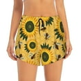 thumbnail image 2 of Goofa Bees and Sunflowers Printed Women 2 in 1 Running Shorts,Quick Dry Athletic Workout Shorts,High Waisted Athletic Shorts with Liner Pockets-Small, 2 of 9