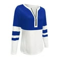thumbnail image 3 of Womens 3/4 Sleeve Tunics Tops Half Zipper Color Block Blouse Tops Loose Fitting Casual Summer Fall Shirts Trendy Tops Blue S, 3 of 6