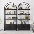 thumbnail image 6 of Jehiatek Arched Bookshelf, Bookcase with Doors Storage, 71 Inches Tall Industrial Book Shelf with Sturdy Metal Frame, E1 Quality Boards, Freestanding Display Shelving Unit, Black, 6 of 7