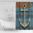 thumbnail image 4 of Extra Long Shower Curtain 72x84 Inch, Vintage Beige Anchor Shower Curtain Waterproof Bathroom Decor Modern Nautical Coastal Wooden Fabric Bath Curtain Set Accessories with Hooks, 4 of 6