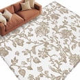 thumbnail image 3 of 5x7 Area Rugs, Khaki Flower Non-Skid Rubber Backing Large Rectangle Rugs - Living Room Bedroom Home Office, Vintage Farmhouse Boho Leaf Spring Plant Indoor Floor Mat Carpets Washable Rug, 3 of 9
