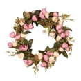 thumbnail image 1 of Couronne de Fleurs Roses Fausse Couronne Florale pour Porte d'Entrée - 12 Pouces, 1 of 8