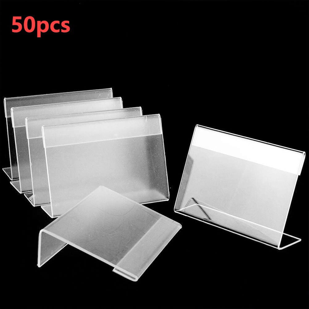 100pcs Mini Acrylic Sign Display Holder Price Name Card Tag Label Stands 4*2cm 