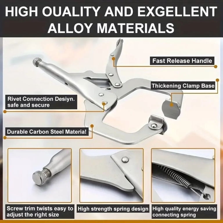 Koolsoo Face Clamp Locking Pliers C Pliers Locking Pliers 10 Inch With Swivel Pads For Pocket Hole Joinery Workshop Cabinetry