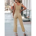 thumbnail image 6 of Womens Jumpsuits Dressy Summer Sleeveless U-Neck Casual Wide Leg Long Pants Rompers 2025 Khaki XL, 6 of 9