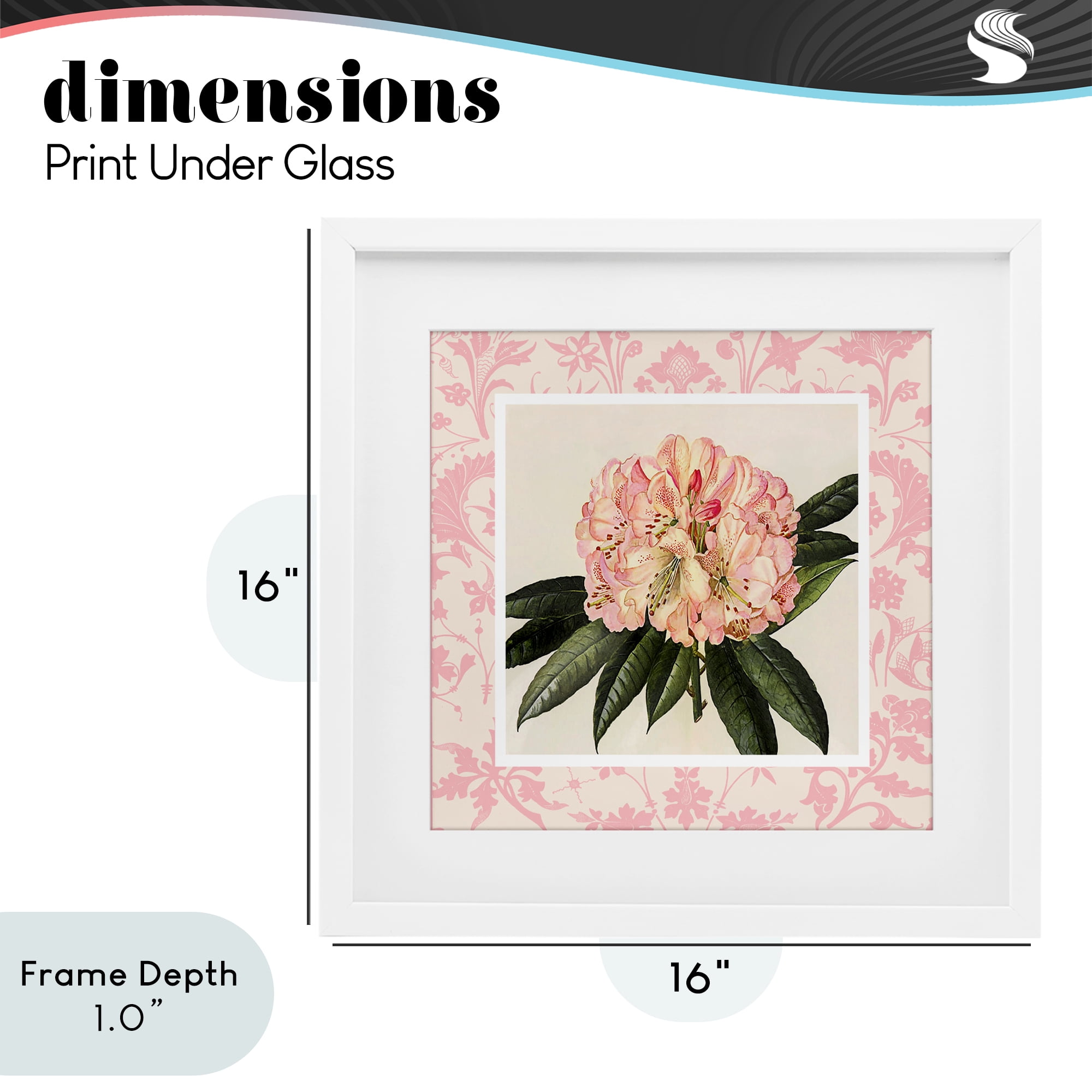 Stupell Industries Pink Pattern Botanical White Framed Print Under Glass, design by Livi Finn