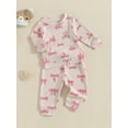 thumbnail image 5 of FEORJGP Toddler Baby Girls 2-piece Outfits 0 6M 12M 18M 2T 3T Infant Long Sleeve Pullovers Bow Print Crew Neck Sweatshirts Tops with Elastic Waist Sweute Casual Spring Fall Clothes for Daily, 5 of 7