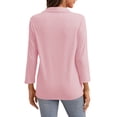 thumbnail image 5 of SWQZVT Women's V Neck Polo Shirt 3/4 Sleeve Collared Casual Business Top Loose Fit Summer Blouse, 5 of 7