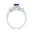 thumbnail image 2 of ANGARA Natural 1.15 Ct. Amethyst with Diamond Three Stone Ring in 14K White Gold for Women (Ring Size: 3), 2 of 9
