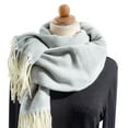 thumbnail image 2 of AWZXDE Women's Long Loose Stripe Pattern Thickened Warm Scarf with Fringe Design Elegant Casual Fashion Versatile Accessory Grey,A, 2 of 7