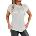 thumbnail image 1 of GPOECD Blouse for Women Elegant Bow Neck Satin Short Sleeve Summer Spring with Ribbon Collar Womens Tops Dressy Casual White,L, 1 of 8
