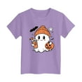 thumbnail image 5 of CAUYDY Kids Halloween Shirt Boys Girls Pumpkin Ghost Monster Truck Graphic Tees Toddler Halloween Short Sleeve Tops(Purple,7-8 Y), 5 of 5