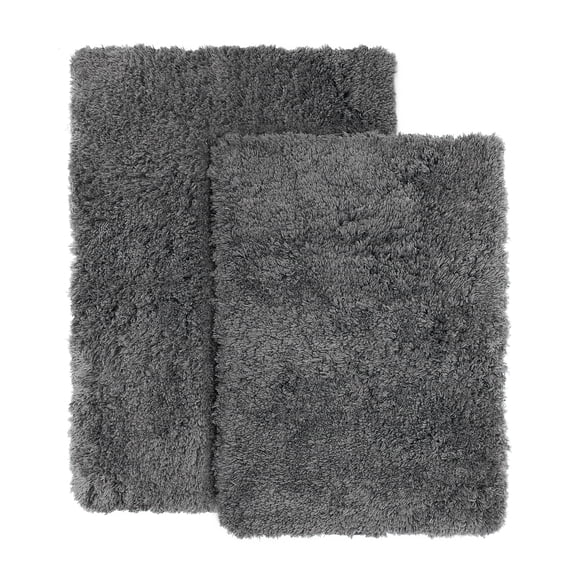 Nestl Super Soft Shaggy Bath Rug, Absorbent Bathroom Rug, Small and Medium, Gray