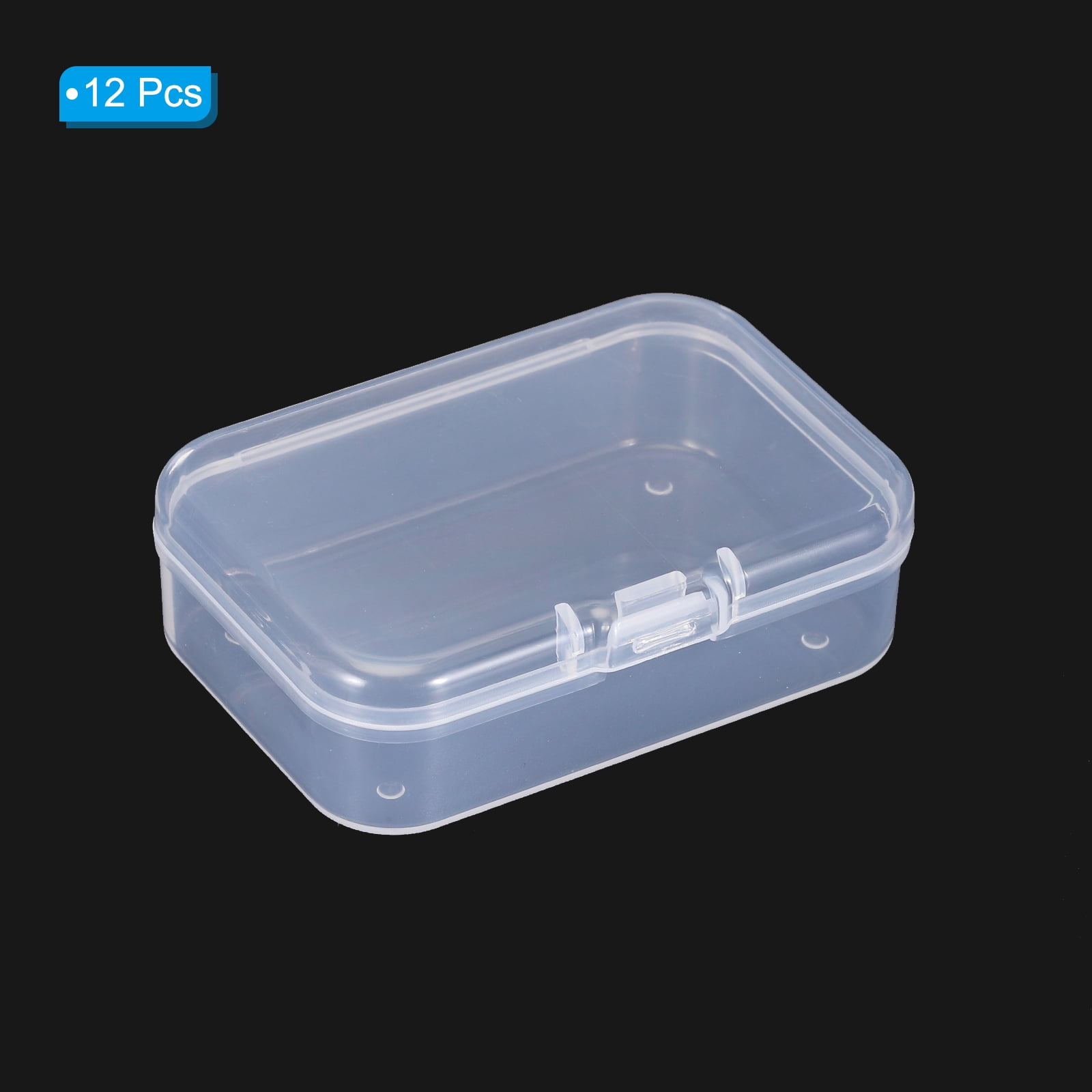 Unique Bargains Storage Box with Hinged Lid Plastic Stackable Organizer Clear 2.6"x1.8"x1"