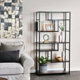 thumbnail image 4 of Household Essentials 6 Tier 65'' Tall Etagere Bookcase, Mid Century Walnut, 4 of 5