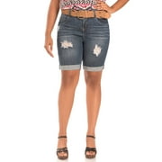 Junior's Plus Wallflower Belted Bermuda