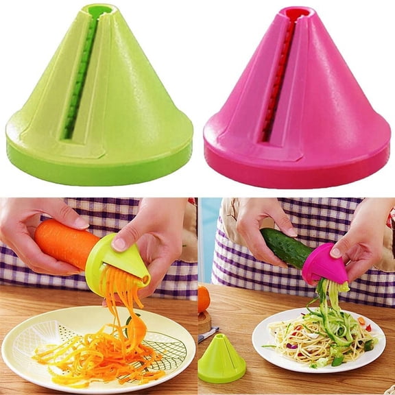 2Pcs Spiralizer Vegetable Slicers, 2.7x2.7x2.3inch Multi-Function Handheld Vegetable Grater, Cooking Tools, Kitchen Accessories Gadget(1*Pink 1*Green)