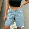 thumbnail image 7 of vdgthytj Jean Shorts Women Summer Wide Leg Mid Waist Baggy Streetwear Casual Denim Bermuda Shorts with Pockets, 7 of 7