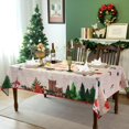 thumbnail image 4 of Christmas Waterproof Tablecloth \u2013 Beige Watercolor Christmas Tree, Red Flower & Pinecone Floral Design \u2013 Holiday Dining Table Cover for Xmas Party & Home Decor, W60 x L102 in, 4 of 6