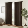 thumbnail image 4 of Eclipse Fresno Solid Color Room Darkening Rod Pocket Back Tab Window Curtain Panel, Brown, 52x95, 4 of 8