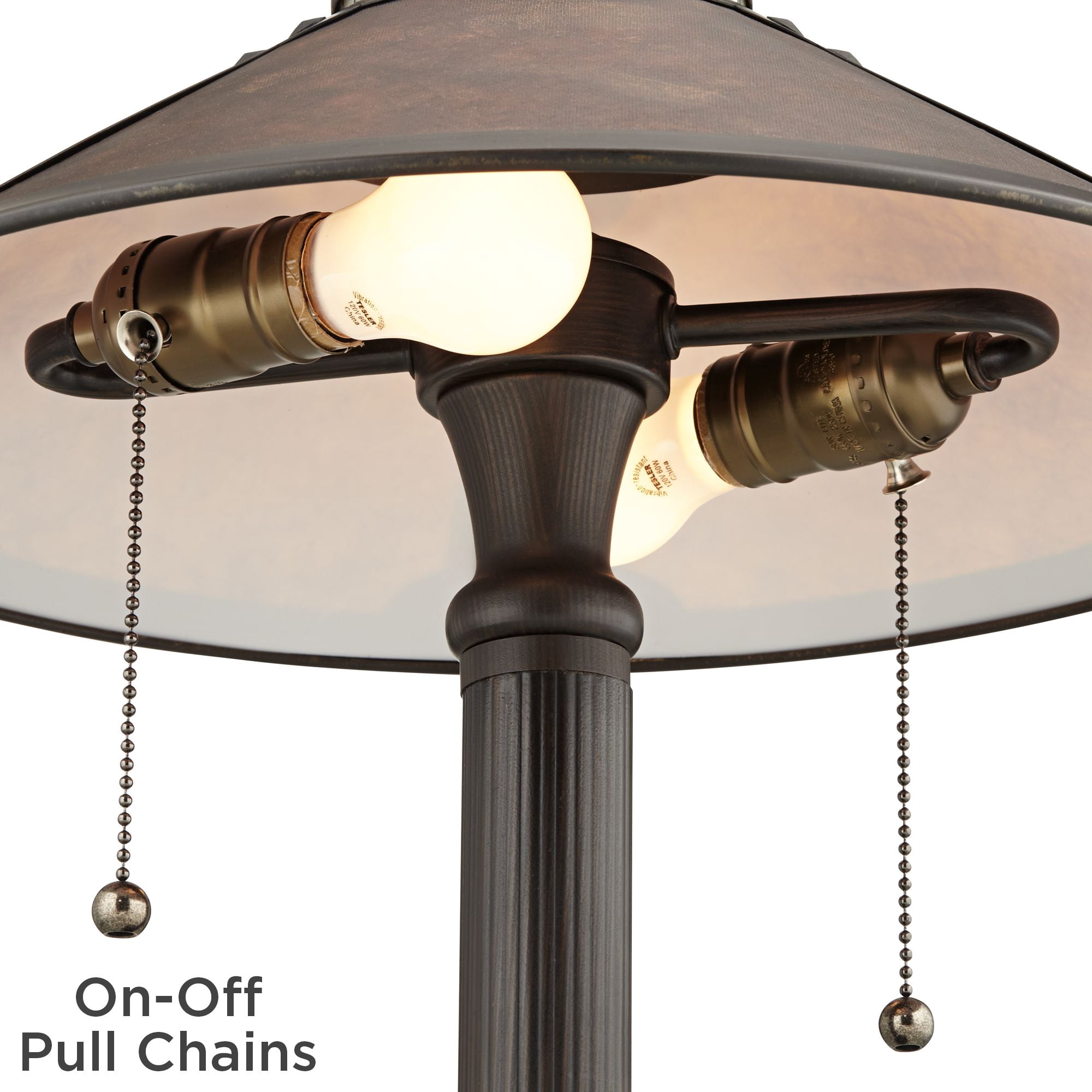 Robert Louis Tiffany Mica Mission Desk Lamp 18 1/2" High Oil Rubbed Bronze Natural Mica Shade for Bedroom Living Room Bedside Nightstand Kids Family