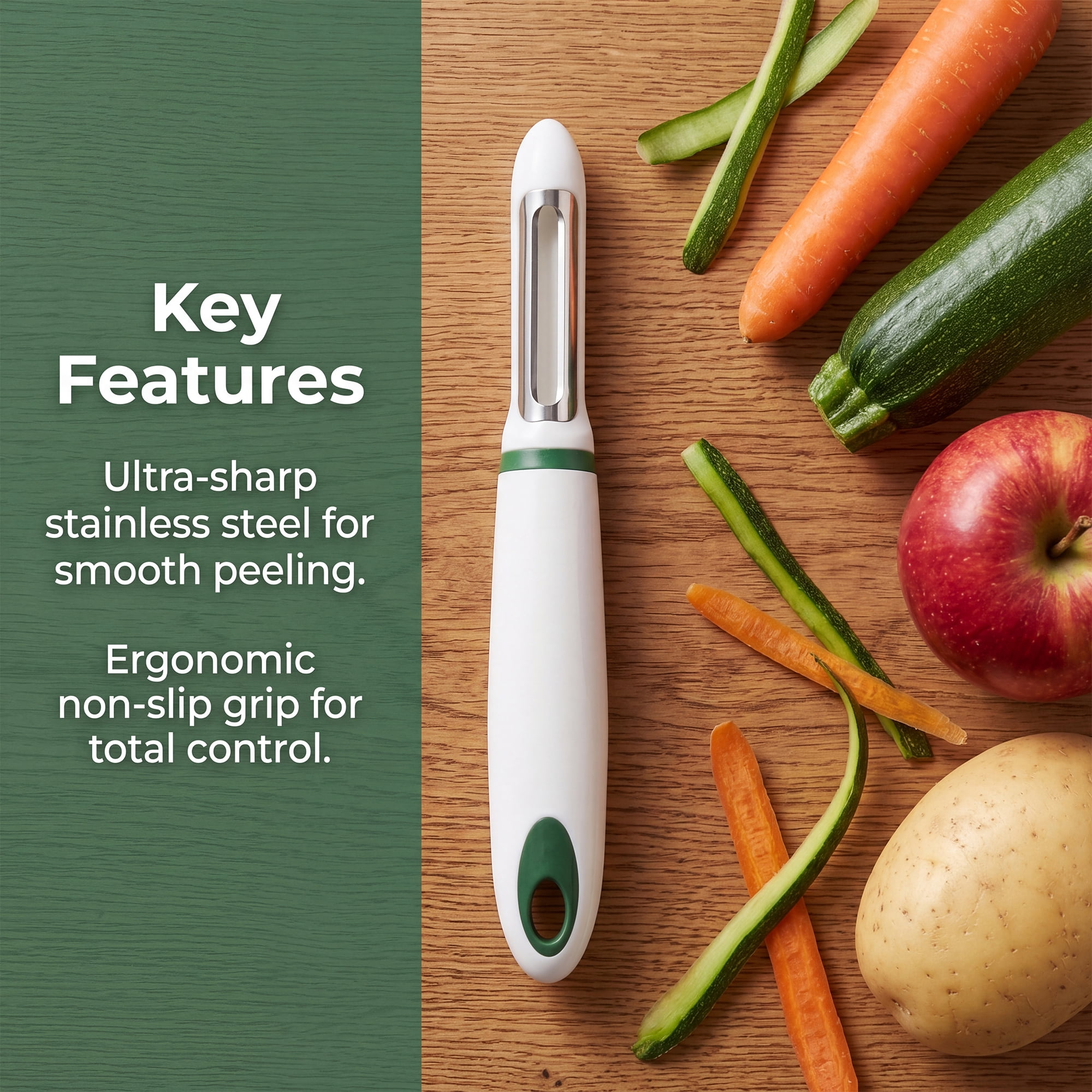 Unique Bargains Stainless Steel Durable Peeler with Ergonomic Handle Green 7.1" x 1.2"