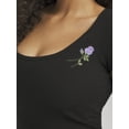 thumbnail image 5 of Mills by Millie Bobby Brown Women's Embroidery Ribbed Short Sleeve Crop T-Shirt, Sizes XXS-XXL, 5 of 7