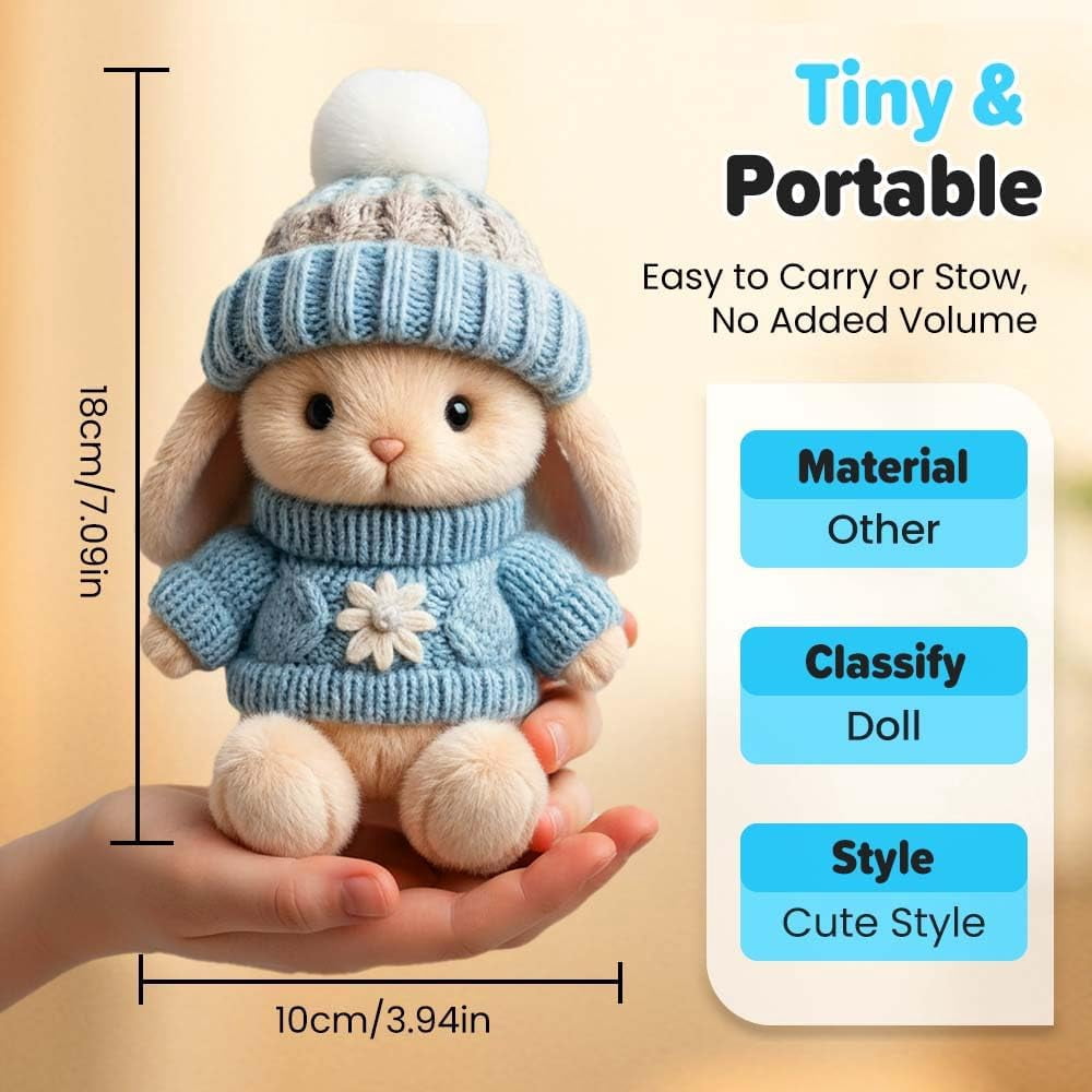 2026 New Handmade Bunny Hug Cute Easter with Card & Light, Soft Plush Rabbit Hugs in Box, Basket Stuffer (Blue) Blue