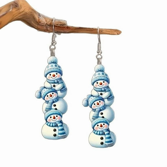 Cheapark Flat Acrylic Snowman Earrings - Festive Winter Holiday Accessories, Dainty Charm Jewelry for Christmas Gift & Seasonal Style