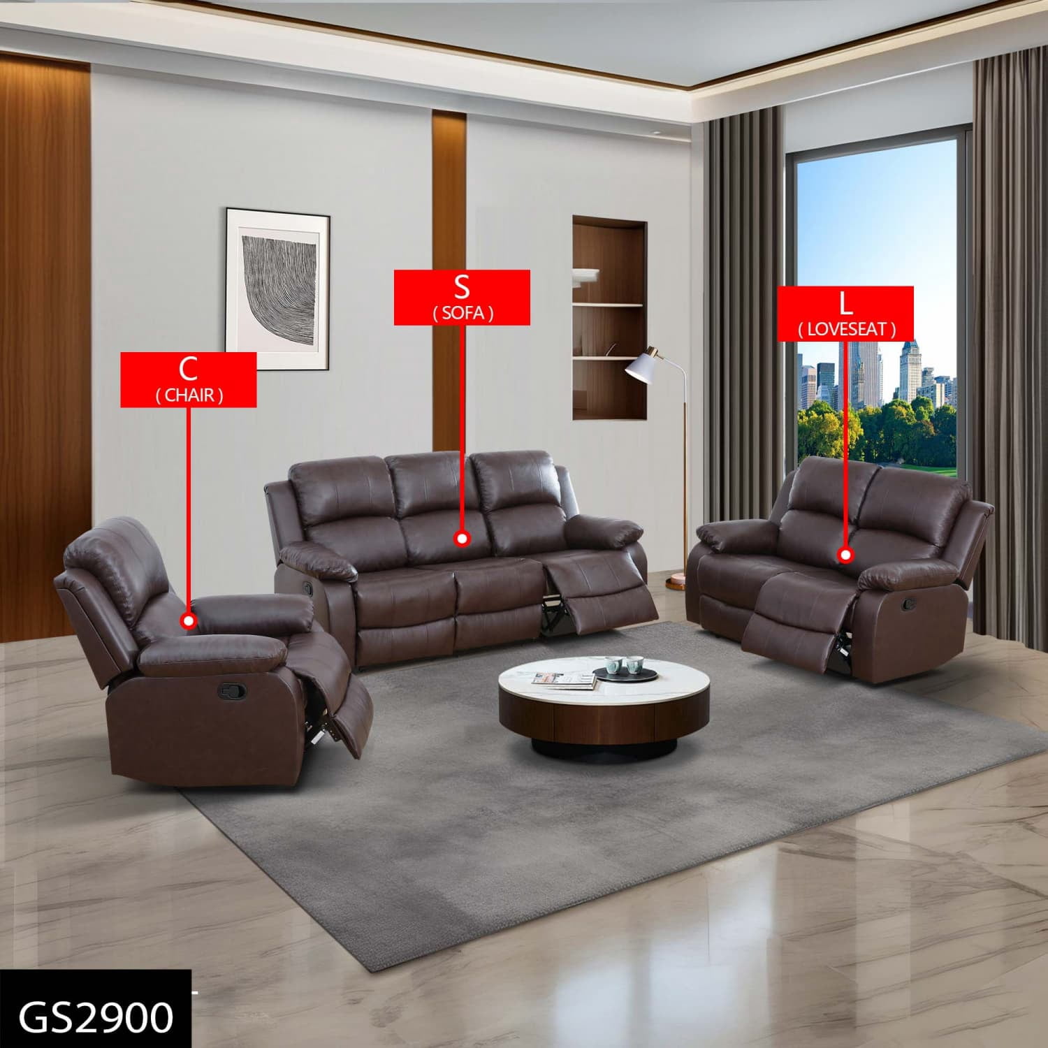Semi PU and PVC Loveseat - Modern Sofa with Intelligent Functions, Solid Wood Frame, and High-Quality Sponge for Living Room