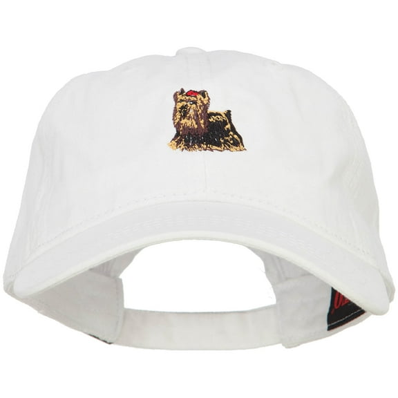 Yorkshire Terrier Embroidered Washed Cotton Twill Cap - White OSFM