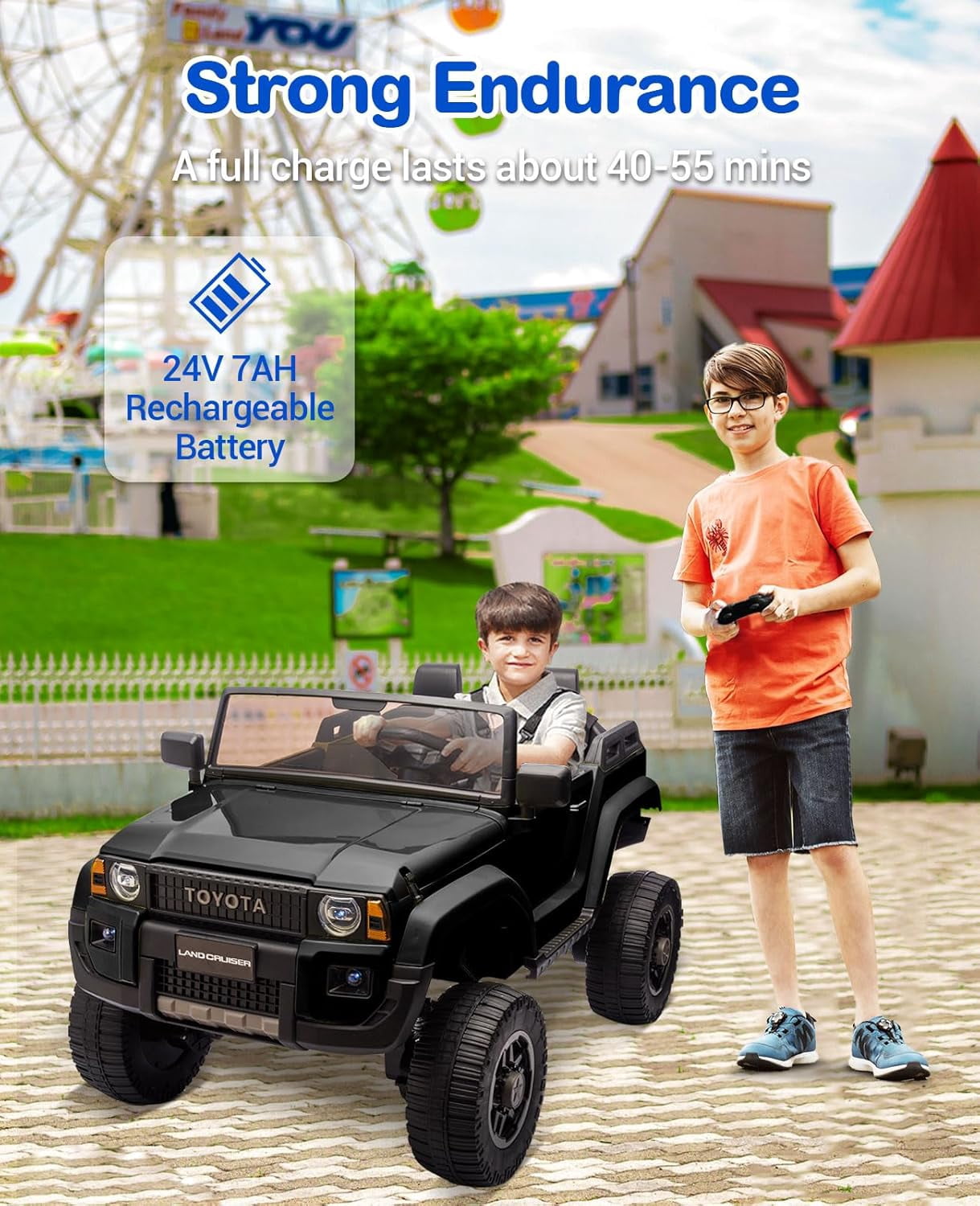 EastVita 24V Ride on Car for Kids, 2 Seater Ride on Car Truck, Licensed Toyota Electric Car with Parent Remote Control, 4.4MPH, 4x550W Motors