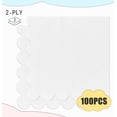 thumbnail image 2 of 100 servilletas de 2 capas blancas festoneadas plegadas de 5 x 5 pulgadas, servilletas toallas desechables de papel para cena, boda, fiesta de cumpleaños, 2 of 4