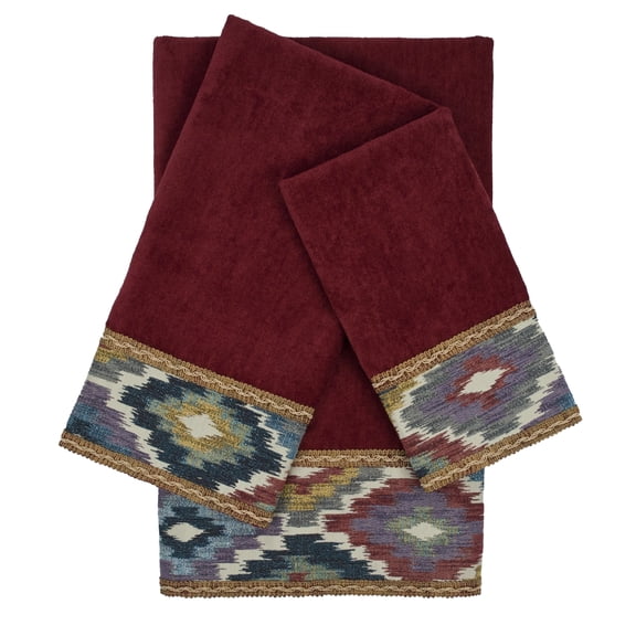 Sherry Kline  Maricopa Red 3-piece Embellished Towel Set