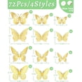 thumbnail image 5 of 72Pcs 3D Butterfly Wall Decor, Gold Butterfly Fathers Day Decorations, 4 Styles 3 Sizes Removable Butterfly Room Decor Butterfly Wall Stickers for Birthday Party Garden Tea Cake Flower Decorations, 5 of 10