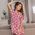 thumbnail image 3 of Hirioo Strawberry and Ladybugs for Women’s Nightdress Comfortable Short Sleeve Nightwear Casual Sleep Dress, 3 of 6