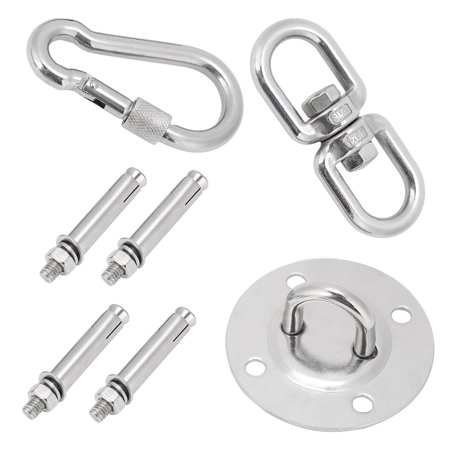 

LHCER Hammock Fixing Kit Stainless Steel Hammock/Swing Hanging Kit Ceiling Mounting Plate Snap Hook Double Eye Hook Hammock Hanging Kit