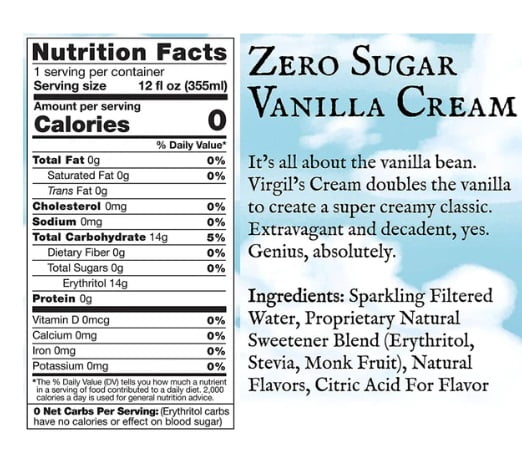 Virgil's Zero Sugar Keto Soda Variety, 12 ounce Pack of 12