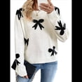thumbnail image 1 of Suéter de Mujer Estilo Dulce Niña, Cuello Redondo, Jacquard, Larga, Otoño e Invierno Crema M, 1 of 10