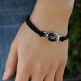 thumbnail image 3 of Blessed Halo On Black Novelty Suede Leather Metal Bracelet, 3 of 3