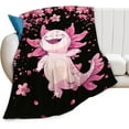 thumbnail image 2 of Cute Axolotl Blanket Pink Cherry Blossoms Blanket for Women men Super Soft Warm Fleece Flowers Flannel for All Season Cozy Fuzzy Plush Bedding ​Funny Blankets Gifts for Users Adults 80"x60", 2 of 7
