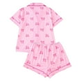 thumbnail image 3 of Valentine's Day Womens Pajama Short Sleeve Shorts With Bow Print Lapel Collar Comfortable Sleepwear Loungewear For Home, 3 of 9
