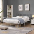thumbnail image 4 of uhomepro Metal Bed Frame for Adults Teens Kids, Modern Full Size Platform Bed Frame with Headboard and Footboard, Bedroom Furniture with Metal Slat Support, No Box Spring Needed, White, Q18801, 4 of 13
